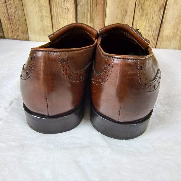 Bragano Tassel Loafers Brown Leather Italy Shoes Dressy Men's Wedding Size 8 - Picture 5 of 10